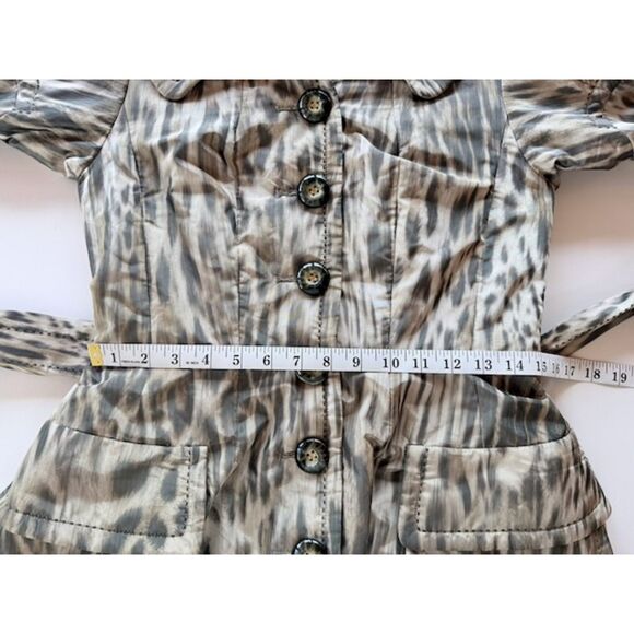 NEW SAMPLE Byron Lars Beauty Mark Warp Leopard Print Button Front Trench Coat 2 - Picture 8 of 9
